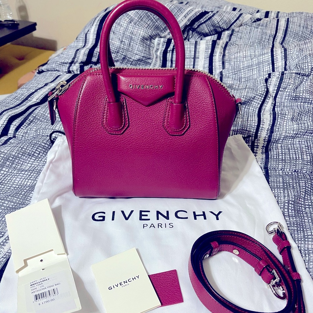 Givenchy mini antigona in dark fuchsia color